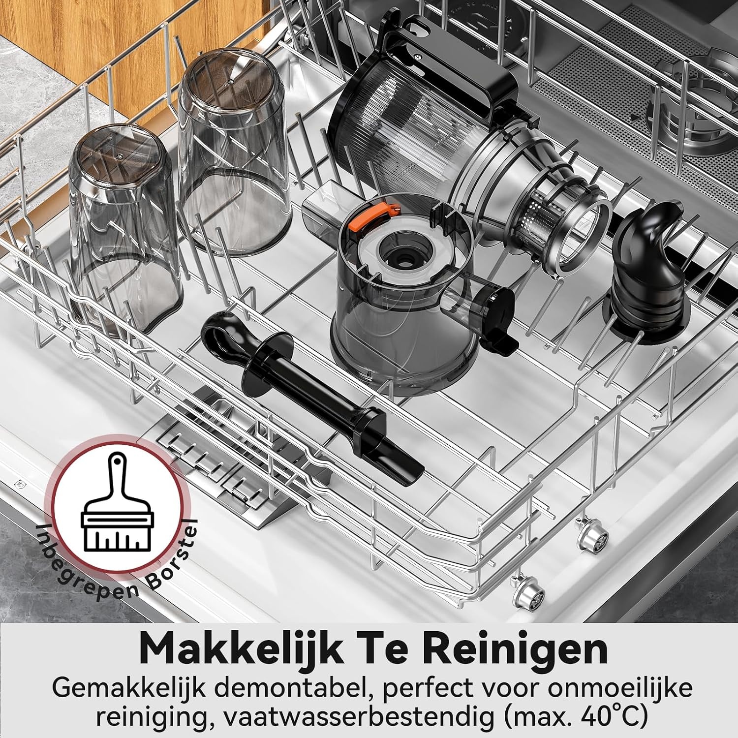 LINKChef Juicer Slow Juicer, sapcentrifuge, groente en fruit, testwinnaar met 115 mm grote, sapcentrifuge voor hele vruchten/groenten, bliksemreiniger, eenvoudige installatie, BPA-vrij, 200 W, zwart