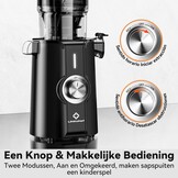 LINKChef Juicer Slow Juicer, sapcentrifuge, groente en fruit, testwinnaar met 115 mm grote, sapcentrifuge voor hele vruchten/groenten, bliksemreiniger, eenvoudige installatie, BPA-vrij, 200 W, zwart