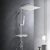 Görbach Regendouche douchesysteem met legplank, roestvrij staal doucheset zonder douchekraan met hoofddouche 30x30 cm chroom