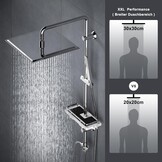 Görbach Regendouche douchesysteem met legplank, roestvrij staal doucheset zonder douchekraan met hoofddouche 30x30 cm chroom