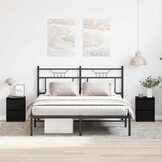 vidaXL Nachtkastje 2 st Zwart Eiken 30 x 30 x 40 cm Bewerkt hout