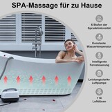 Badkuip, spa-mat, bubbelbad, bubbelmat, whirlpool, badmat met kussen, draagbaar, 6 snelheden, voor thuisontspanning, anti-slip zuignappen