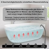 Badkuip, spa-mat, bubbelbad, bubbelmat, whirlpool, badmat met kussen, draagbaar, 6 snelheden, voor thuisontspanning, anti-slip zuignappen