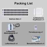 Badkuip, spa-mat, bubbelbad, bubbelmat, whirlpool, badmat met kussen, draagbaar, 6 snelheden, voor thuisontspanning, anti-slip zuignappen