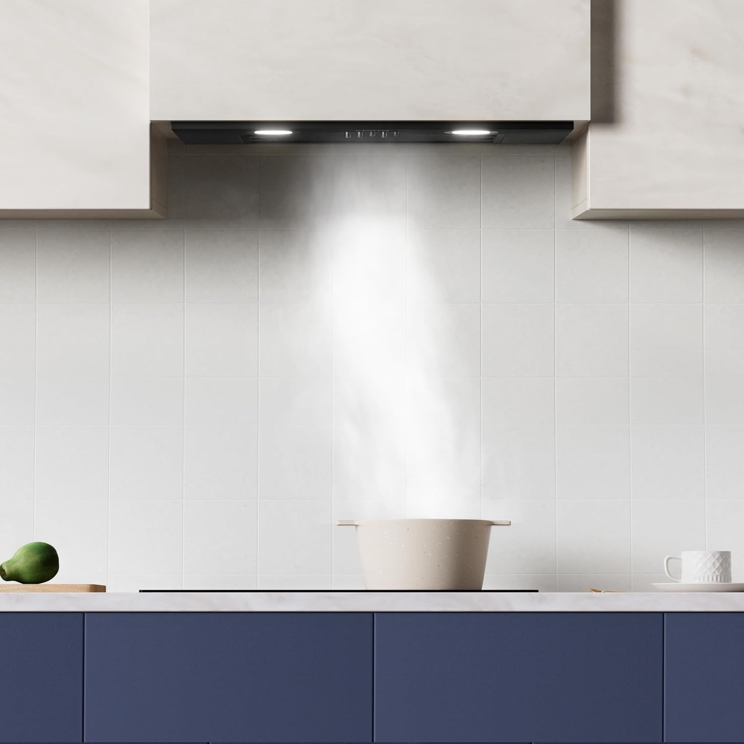 CIARRA CBCB5913A Geïntegreerde afzuigkap 52cm Zwart Ingebouwde Luifel Hood LED Licht 3 Snelheden Onderkast Extractor Fan