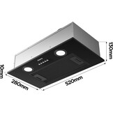 CIARRA CBCB5913A Geïntegreerde afzuigkap 52cm Zwart Ingebouwde Luifel Hood LED Licht 3 Snelheden Onderkast Extractor Fan