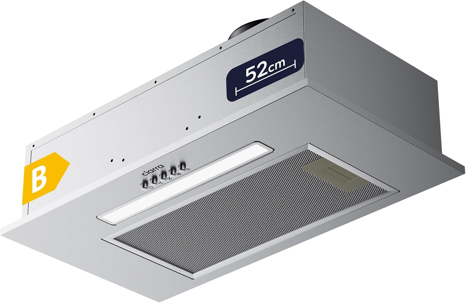 CIARRA CBCB5913A Geïntegreerde afzuigkap 52cm Zwart Ingebouwde Luifel Hood LED Licht 3 Snelheden Onderkast Extractor Fan