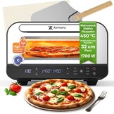 Elektrische pizzaoven – 6 programma's, 1700 W, max. 450 °C, geschikt voor 32 cm pizza's – 5-in-1 multifunctioneel: pizza, grillen, warmhouden, bakken en koken (Black)