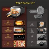 Elektrische pizzaoven – 6 programma's, 1700 W, max. 450 °C, geschikt voor 32 cm pizza's – 5-in-1 multifunctioneel: pizza, grillen, warmhouden, bakken en koken (Black)