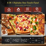 Elektrische pizzaoven – 6 programma's, 1700 W, max. 450 °C, geschikt voor 32 cm pizza's – 5-in-1 multifunctioneel: pizza, grillen, warmhouden, bakken en koken (Black)