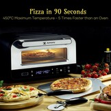 Elektrische pizzaoven – 6 programma's, 1700 W, max. 450 °C, geschikt voor 32 cm pizza's – 5-in-1 multifunctioneel: pizza, grillen, warmhouden, bakken en koken (Black)