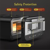 Elektrische pizzaoven – 6 programma's, 1700 W, max. 450 °C, geschikt voor 32 cm pizza's – 5-in-1 multifunctioneel: pizza, grillen, warmhouden, bakken en koken (Black)