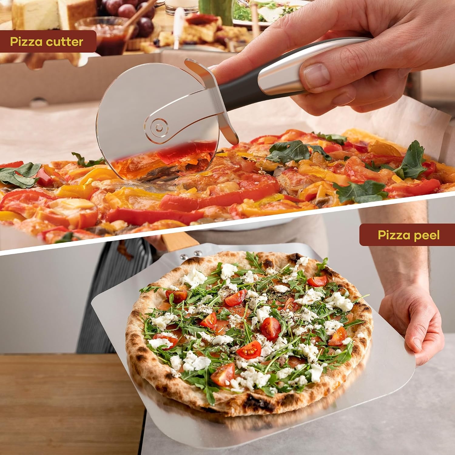 Elektrische pizzaoven – 6 programma's, 1700 W, max. 450 °C, geschikt voor 32 cm pizza's – 5-in-1 multifunctioneel: pizza, grillen, warmhouden, bakken en koken (Black)