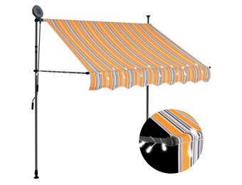 vidaXL Luifel handmatig uitschuifbaar met LED 100 cm geel en blauw