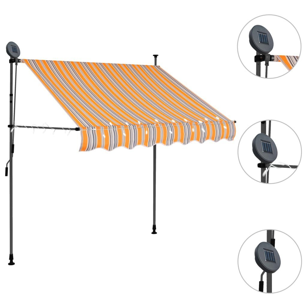VidaXL Luifel Geel/Blauw 100cm - Handmatig Uitschuifbaar met LED - 60% Korting