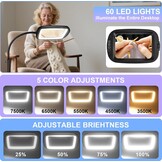 NZQXJXZ 10x vergrootglas met licht en standaard, 60 leds bureaulamp, 5 kleurtemperaturen, 4 niveaus helderheid, perfect voor diamantkunst, naaien, hobby's, knutselen, lezen, dichtbij werken