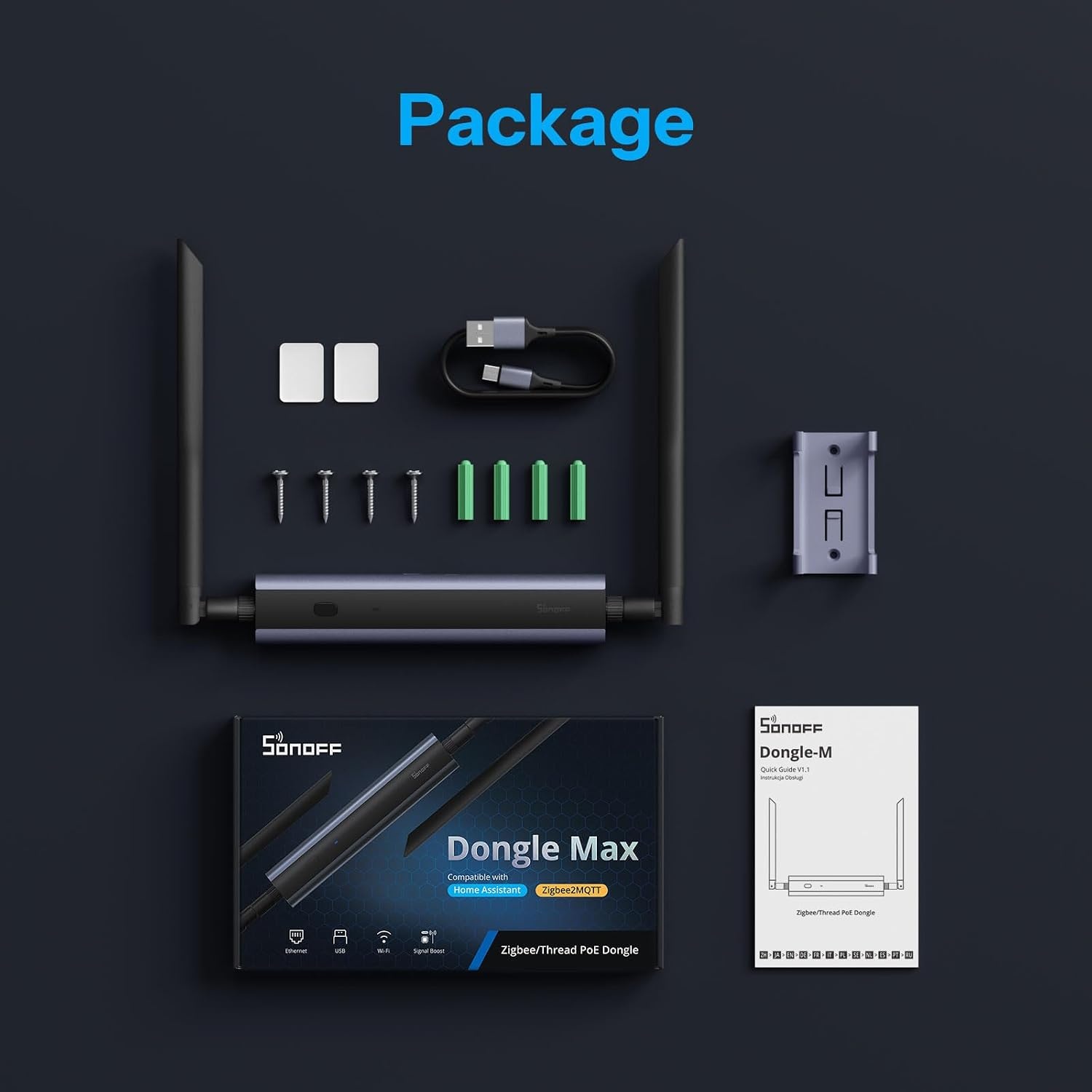 SONOFF PoE Dongle Max, ondersteunt Ethernet, Wi-Fi en USB, Gateway met EFR32MG24&ESP32D0, Stick voor Home Assistant of Zigbee2MQTT (Zigbee/Thread)