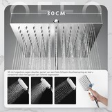 OFFO Regen Douche Zonder Montageset, Chroom, Hoogteverstelbaar en 1,6 m Kinkvrije Doucheslang, Douchesysteem voor de Douche met Engelse Handleiding, 30 x 30 cm Vierkante RVS Doucheset