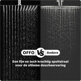 OFFO Regen Douche Zonder Montageset, Chroom, Hoogteverstelbaar en 1,6 m Kinkvrije Doucheslang, Douchesysteem voor de Douche met Engelse Handleiding, 30 x 30 cm Vierkante RVS Doucheset