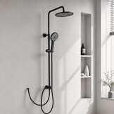 OFFO Regen Douche Zonder Montageset, Chroom, Hoogteverstelbaar en 1,6 m Kinkvrije Doucheslang, Douchesysteem voor de Douche met Engelse Handleiding, 30 x 30 cm Vierkante RVS Doucheset