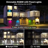 Taptoron 50W LED Breedstraler RGB - 4 Stuks - IP66 Waterdicht - 5700K Koud Wit - Bluetooth App Besturing