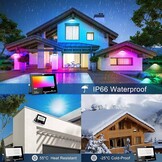 Taptoron 50W LED Breedstraler RGB - 4 Stuks - IP66 Waterdicht - 5700K Koud Wit - Bluetooth App Besturing