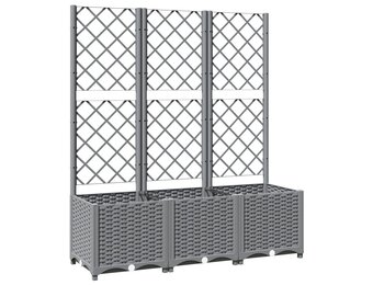 vidaXL Plantenbak met latwerk 120x40x136 cm polypropeen lichtgrijs