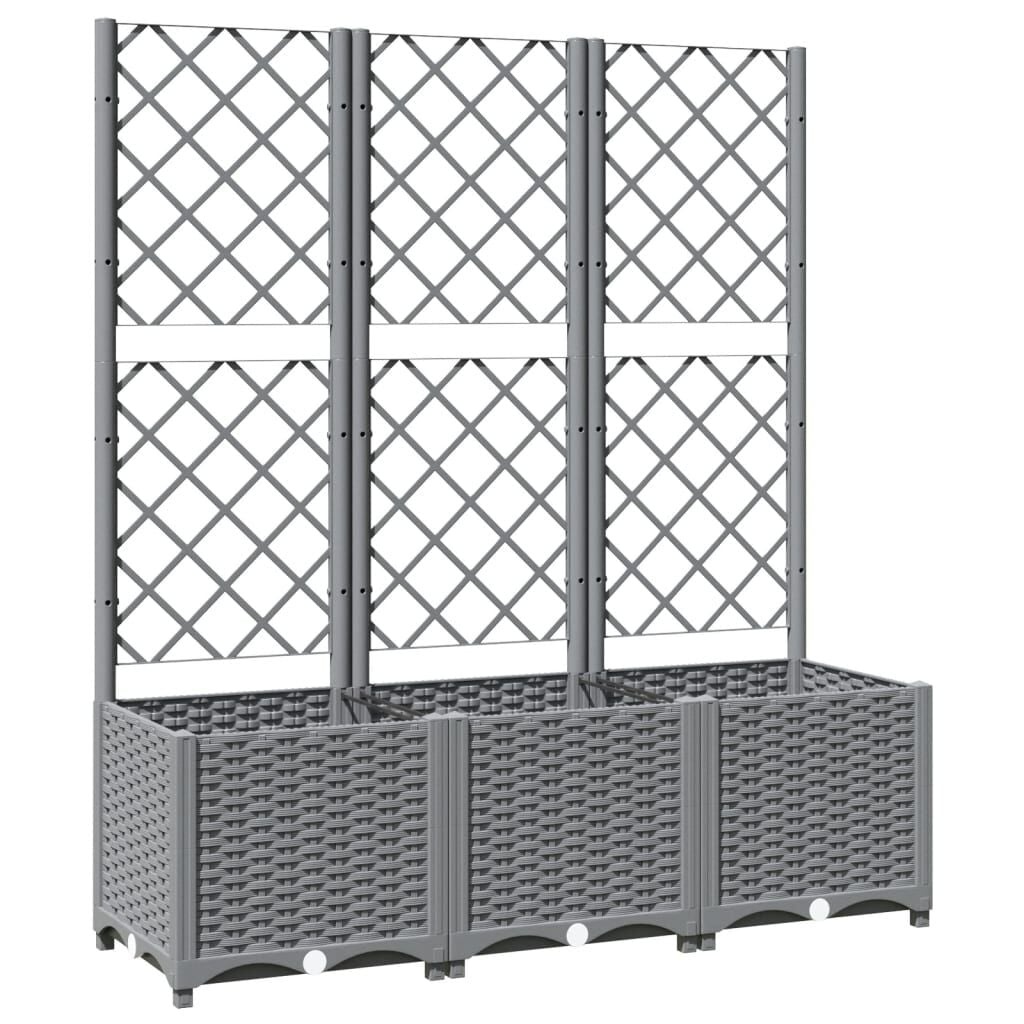 vidaXL Plantenbak met latwerk 120x40x136 cm polypropeen lichtgrijs