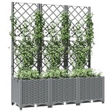 vidaXL Plantenbak met latwerk 120x40x136 cm polypropeen lichtgrijs