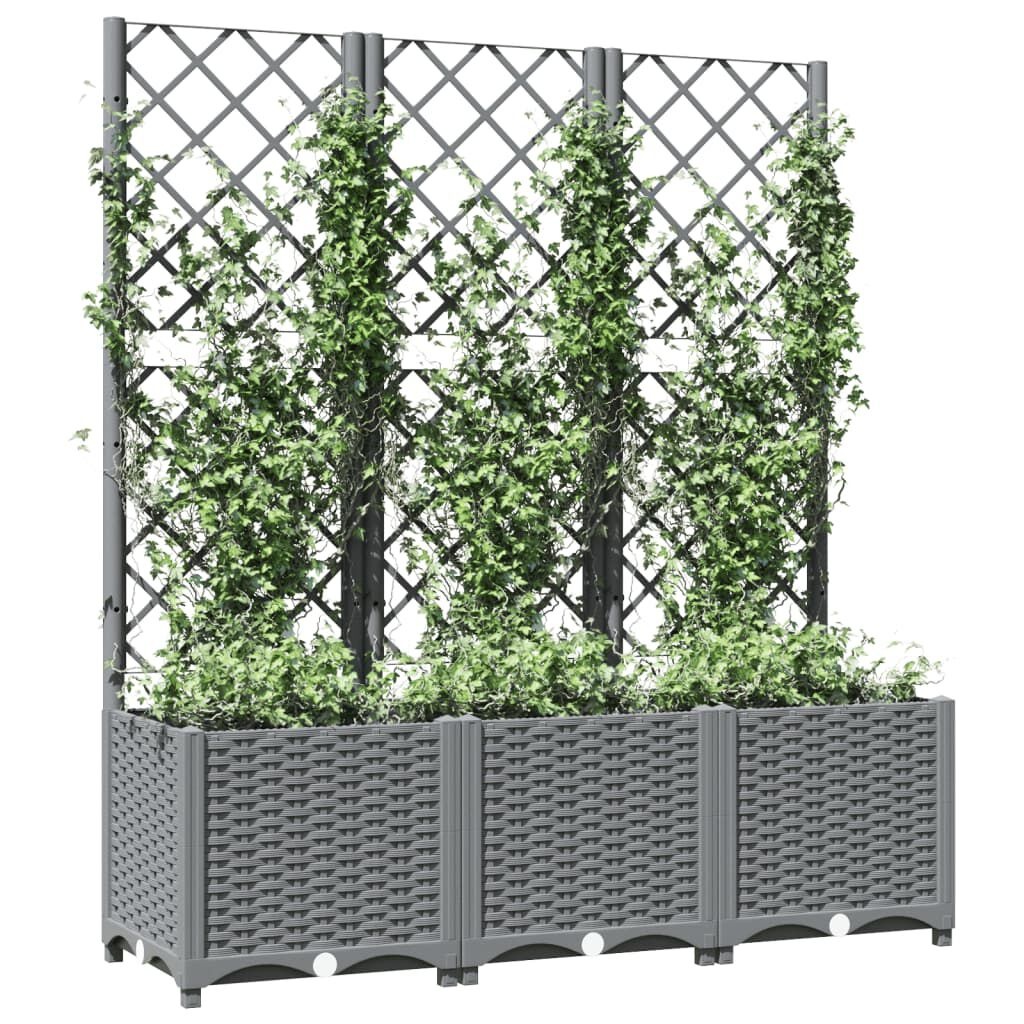 vidaXL Plantenbak met latwerk 120x40x136 cm polypropeen lichtgrijs