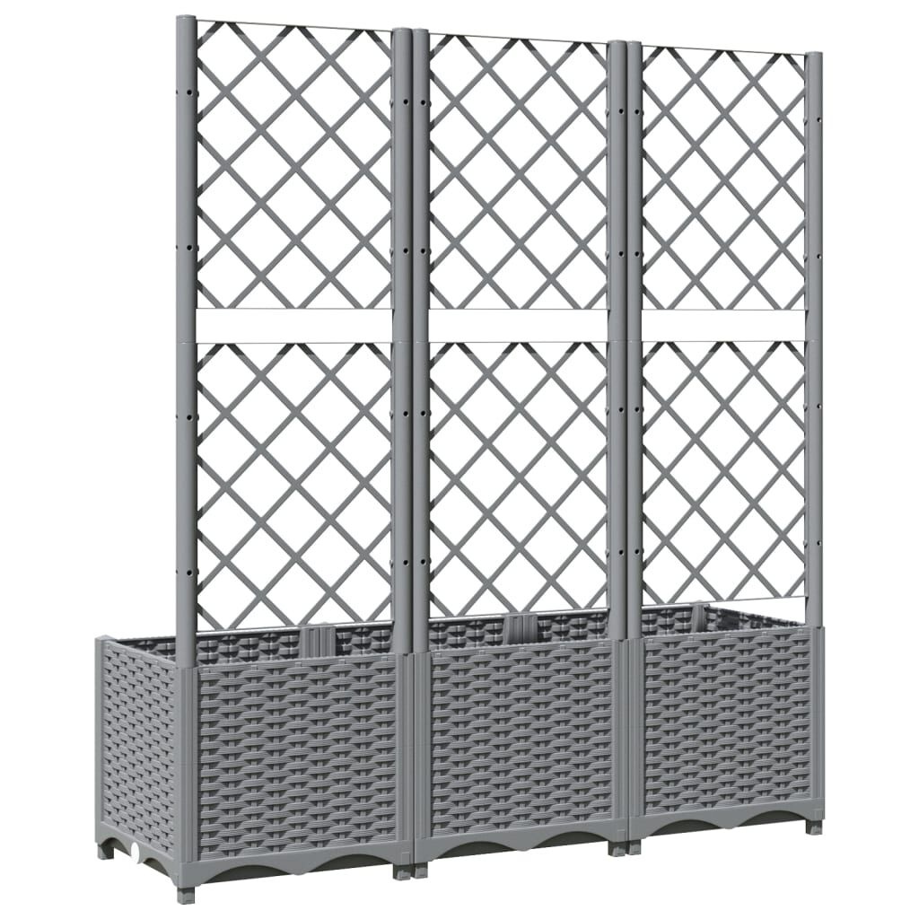 vidaXL Plantenbak met latwerk 120x40x136 cm polypropeen lichtgrijs