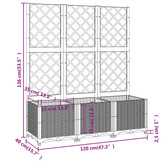 vidaXL Plantenbak met latwerk 120x40x136 cm polypropeen lichtgrijs