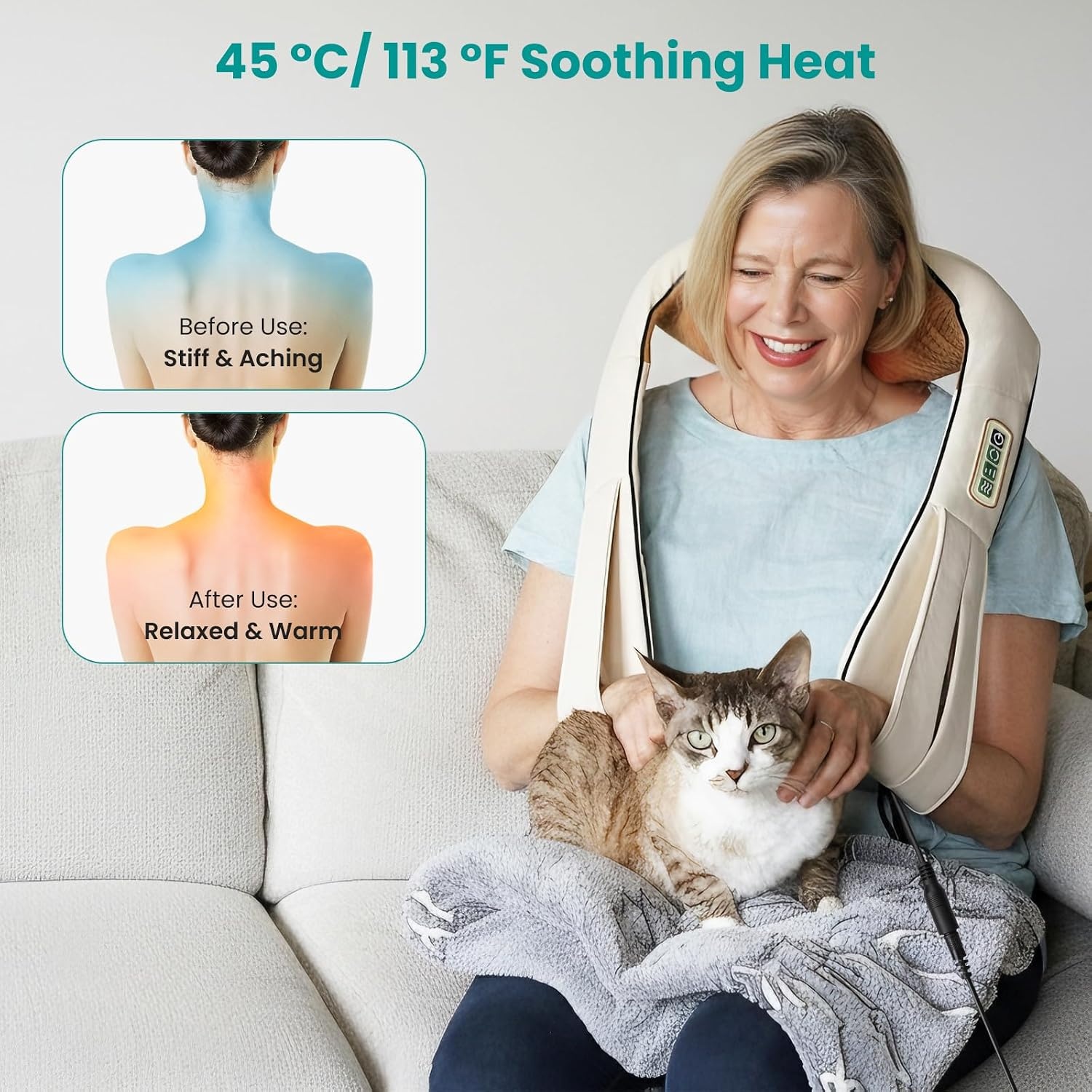 Shiatsu Massagekussen Nek & Schouder - Beige - 34% Korting