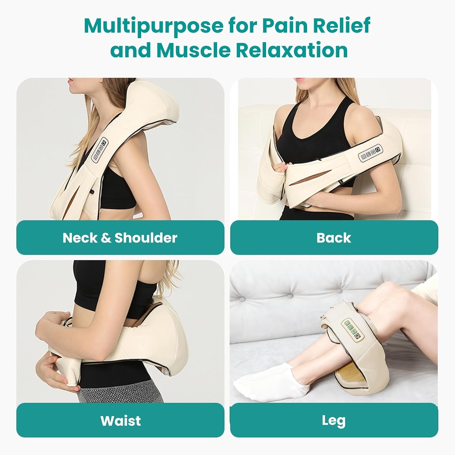 Shiatsu Massagekussen Nek & Schouder - Beige - 34% Korting