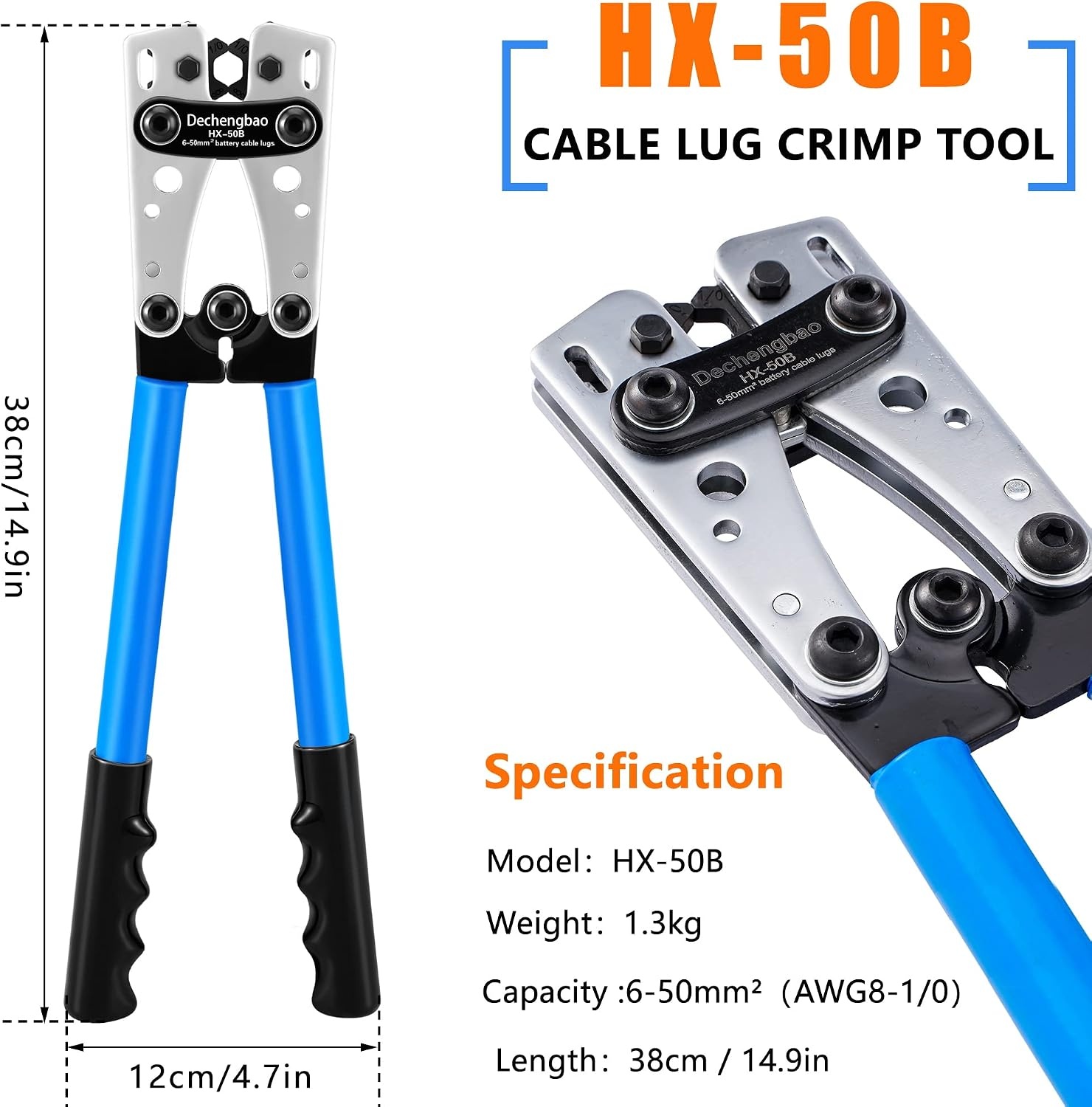 Krimptang HX-50B voor Accukabelschoenen - 6-50 mm² | 33% Korting