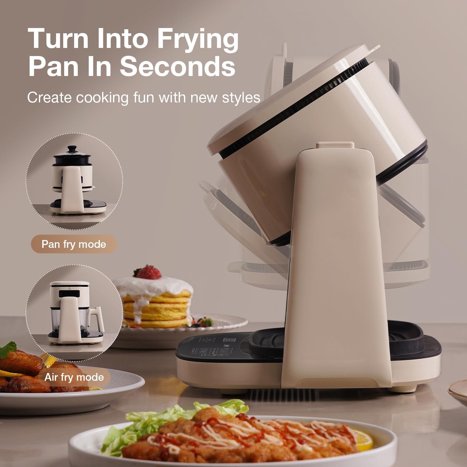 4L Airfryer Beige - 2-in-1 met Grillplaat | 1100W | HD-Touchscreen - 34% Korting