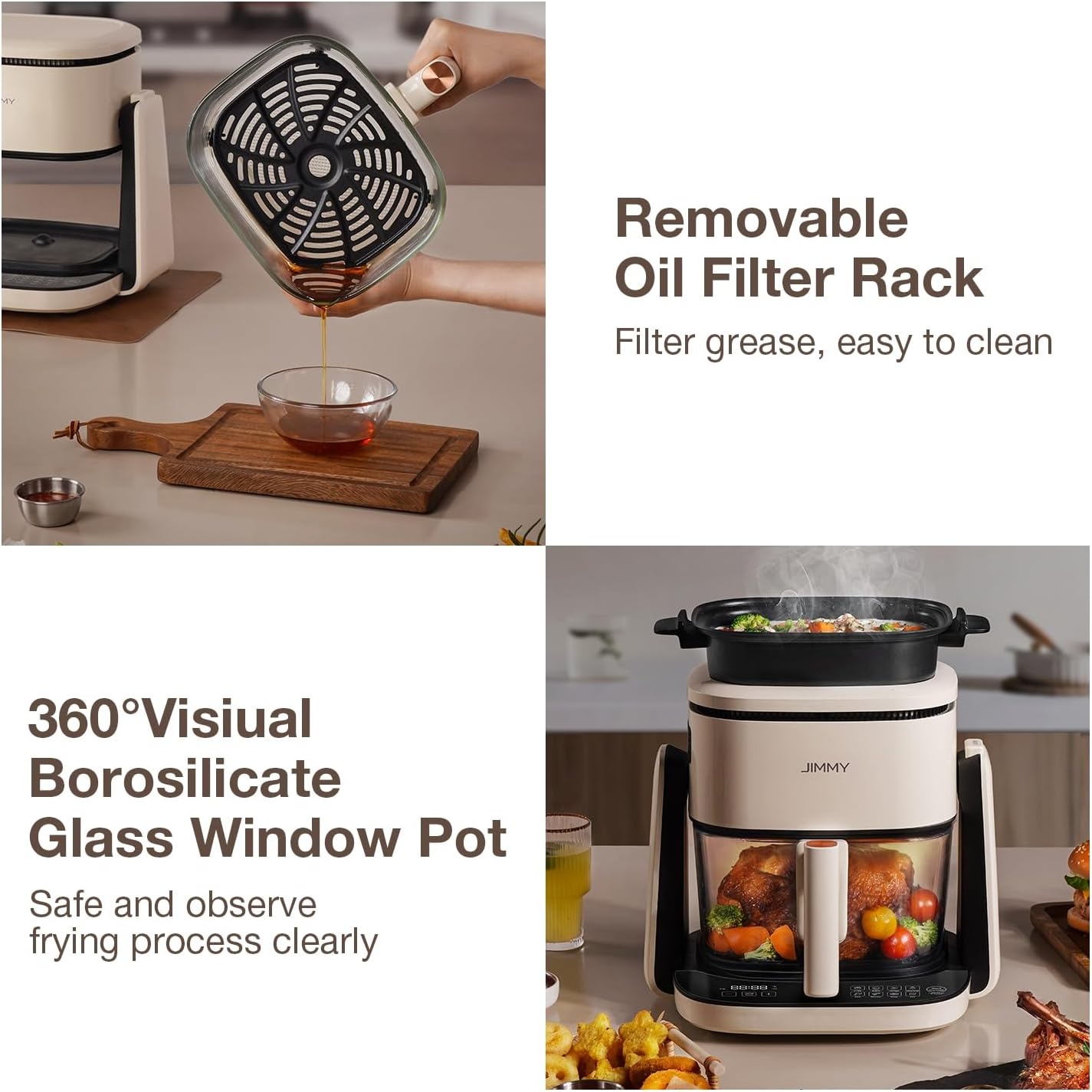 4L Airfryer Beige - 2-in-1 met Grillplaat | 1100W | HD-Touchscreen - 34% Korting