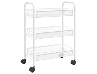 vidaXL Keukentrolley 3-laags Wit 46x26x64 cm IJzer - 33% Korting