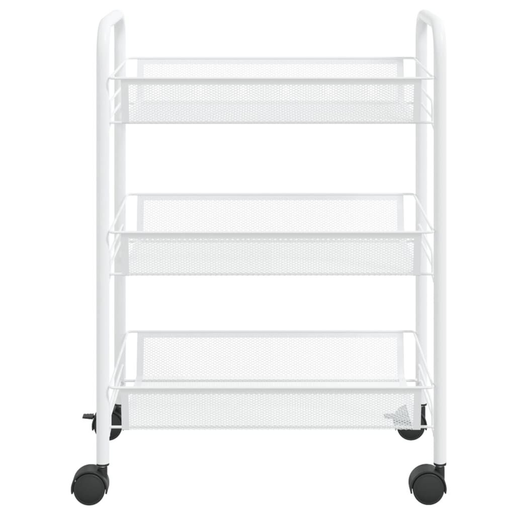vidaXL Keukentrolley 3-laags Wit 46x26x64 cm IJzer - 33% Korting