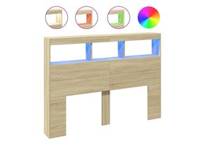 Hoofdbordkast met LED 140x17x102cm Sonoma Eiken - 34% Korting