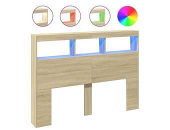 Hoofdbordkast met LED 140x17x102cm Sonoma Eiken - 34% Korting