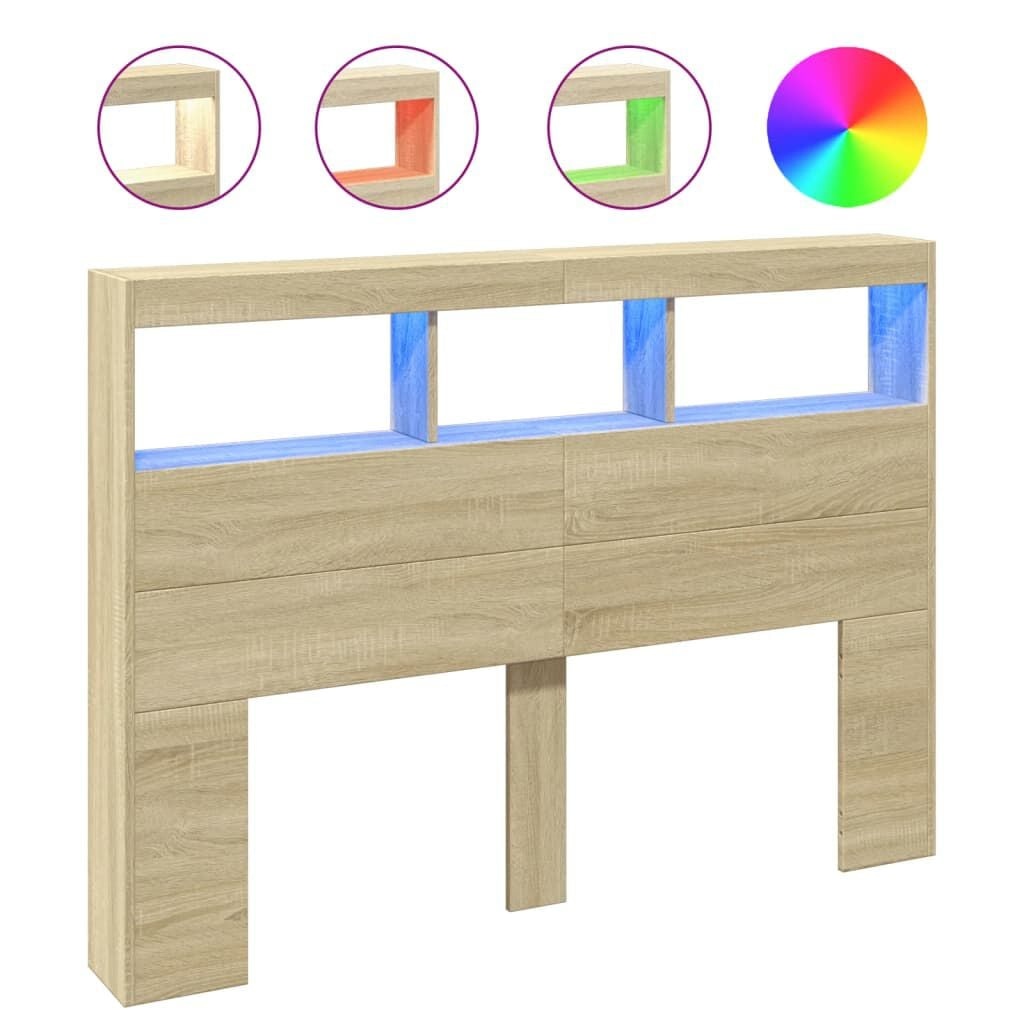 Hoofdbordkast met LED 140x17x102cm Sonoma Eiken - 34% Korting