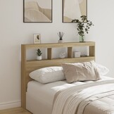 Hoofdbordkast met LED 140x17x102cm Sonoma Eiken - 34% Korting