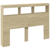 Hoofdbordkast met LED 140x17x102cm Sonoma Eiken - 34% Korting
