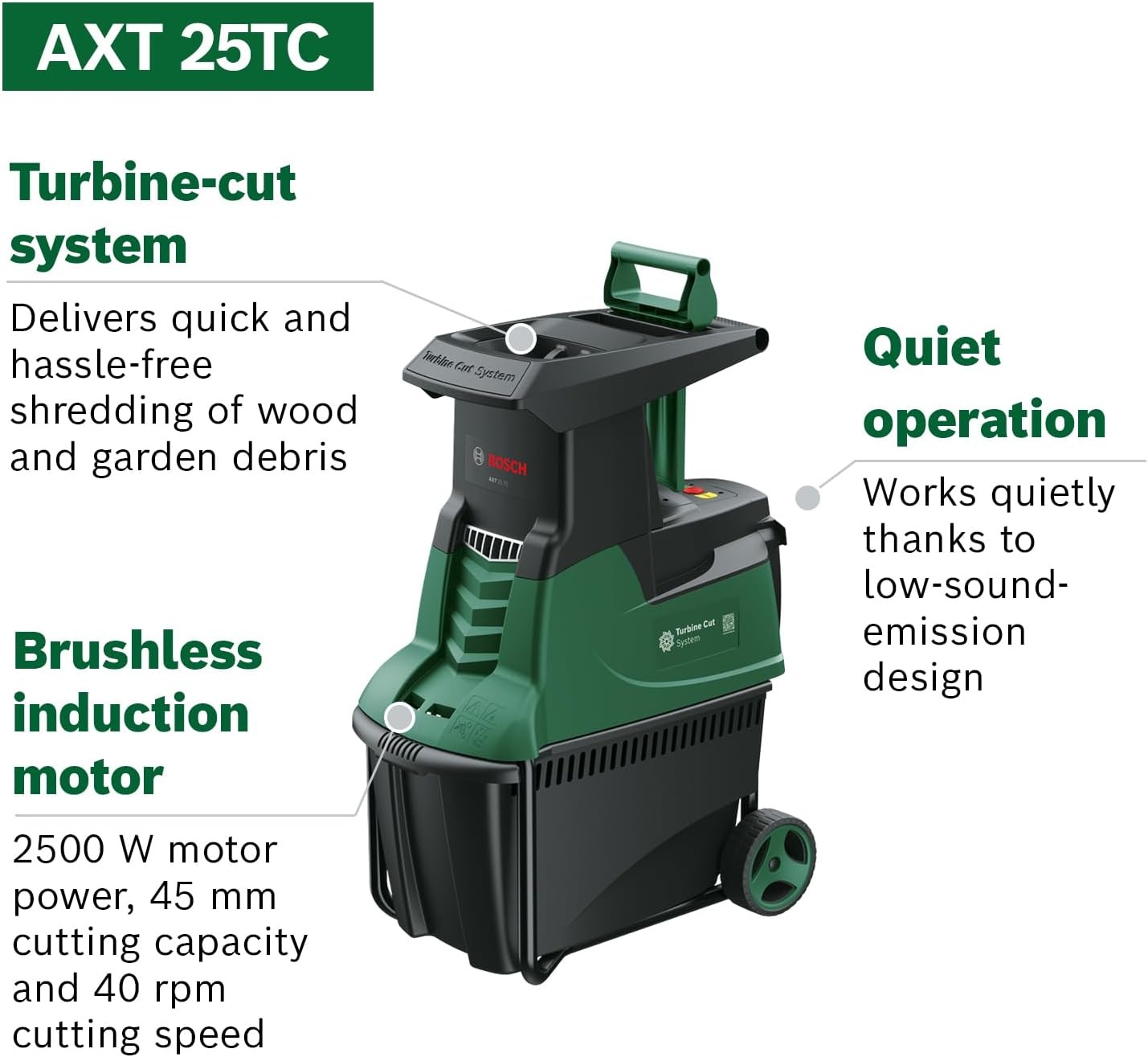 Bosch AXT 25 TC Hakselaar 2500W - Takken & Groenafval - 55% Korting