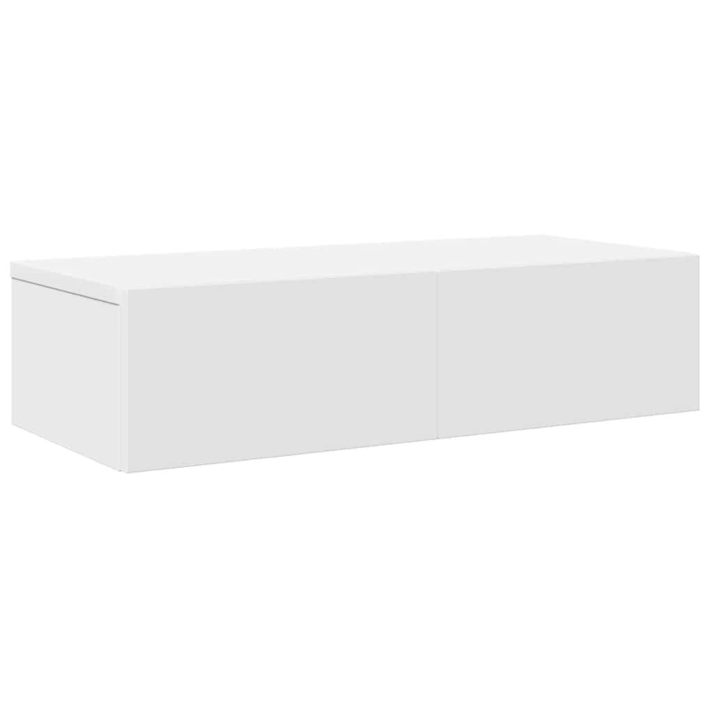 vidaXL Wandschap met Lades 60x26,5x15 cm Bewerkt Hout Wit - 34% Korting