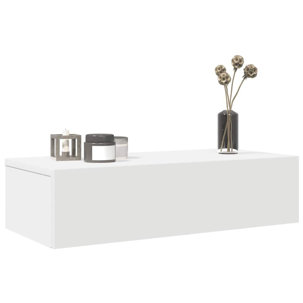 vidaXL Wandschap met Lades 60x26,5x15 cm Bewerkt Hout Wit - 34% Korting