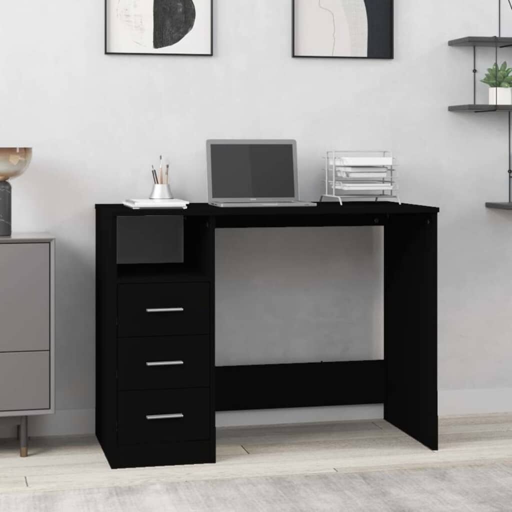 VidaXL Bureau met Lades Zwart Bewerkt Hout - 54% Korting