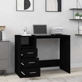 VidaXL Bureau met Lades Zwart Bewerkt Hout - 54% Korting