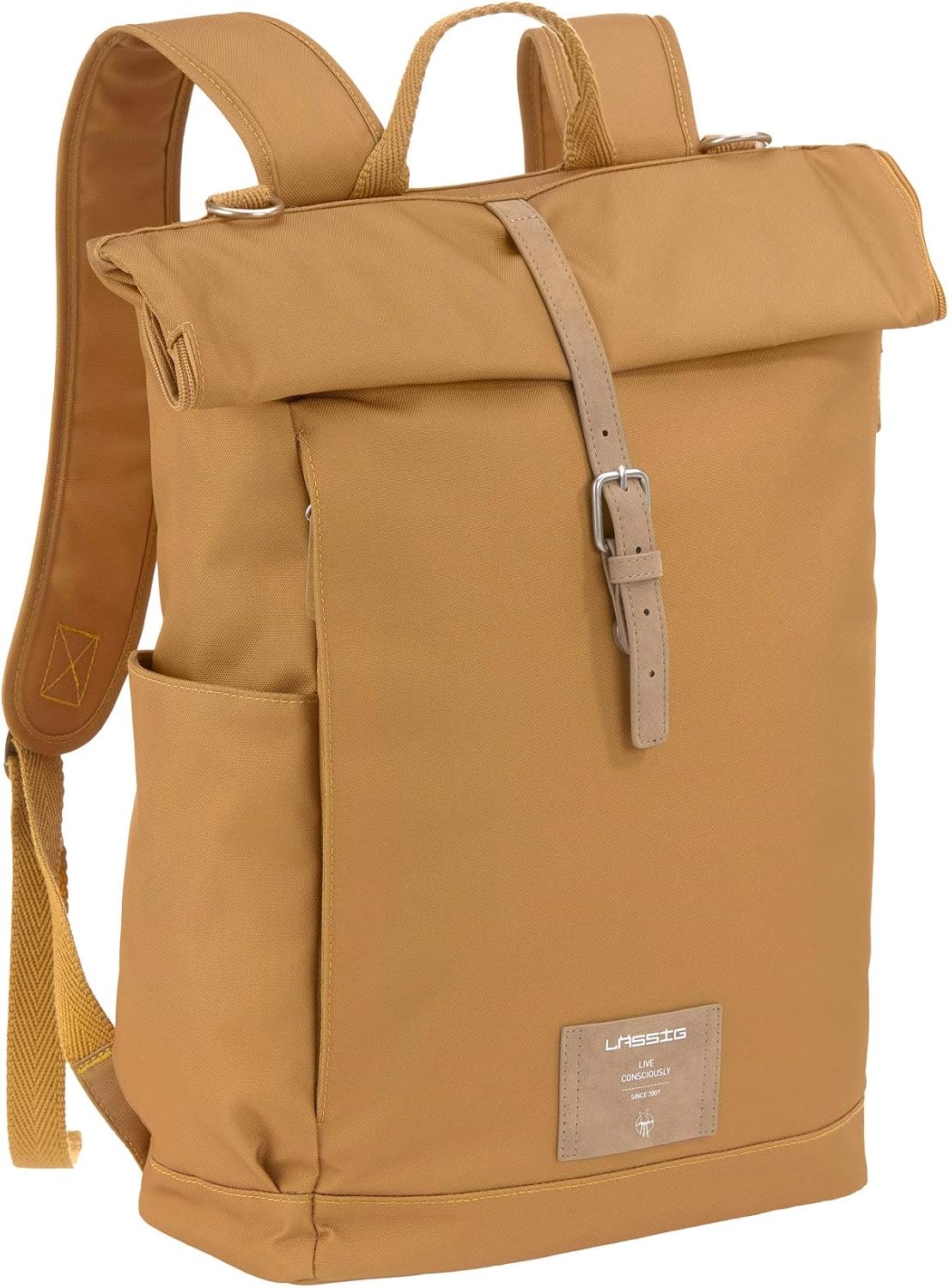 Luierrugzak Rolltop Curry - Gerecycled Polyester - 17,5-21,8L - 34% Korting